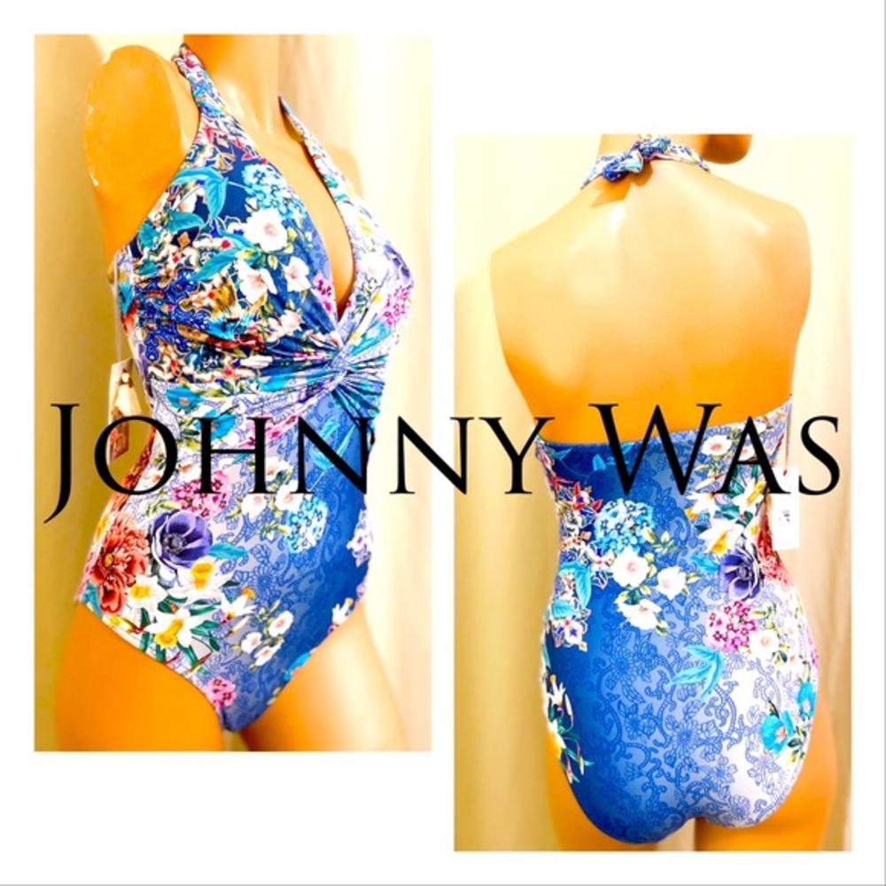 Johnny Was Sady Halterneck One-Piece Swimsuit S $198